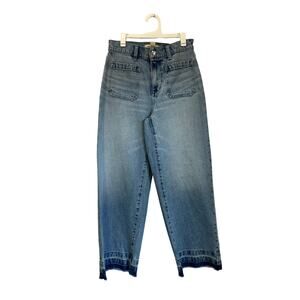 Madewell Emmett Wide Leg Jean Let Down Hem Cropped Denim Size 26P